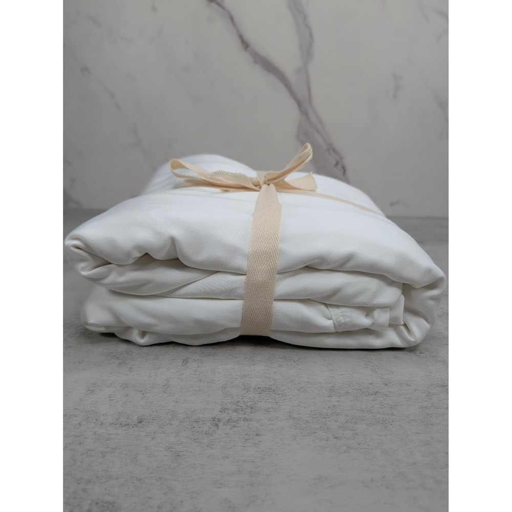 Quince Bamboo Duvet Cover King Cal King Size White Silky Smooth Cooling Bedding - Picture 4 of 6